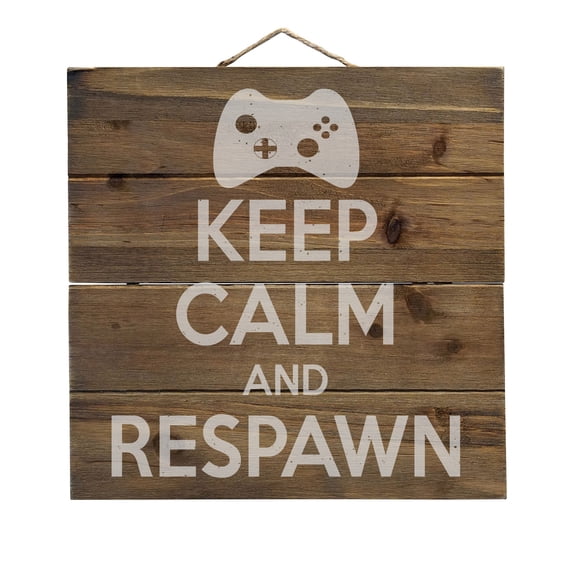 Keep Calm and Respawn Gamer Video Games - Decorative REAL WOOD Wall Art - Faux Pallet Look