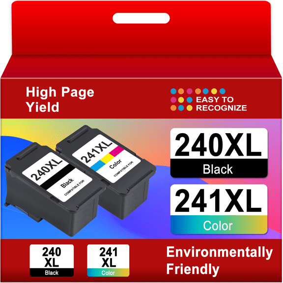 240XL 241XL Ink Cartridge Compatible for Canon Ink 240 and 241 for Pixma MG3620 MG3600 Printer (Black Tri-Color)