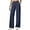 Navy, variant on Women's Waisted Pull-On Stretchy Wide Leg Pants Business Casual Work Dress Trousers with Pockets