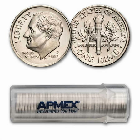 2002-D Roosevelt Dime 50-Coin Roll BU