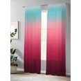 thumbnail image 4 of Sheer Curtains 84 Inches Long, Teal Pimk Ombre Light Filtering Window Curtains for Living Room, Modern Geometric Striped Abstract Art Rod Pocket Voile Sheer Curtain Drapes, 52"W x 84"L, 2 Panels, 4 of 8