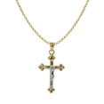 thumbnail image 1 of 14k Two-tone Gold Polished Crucifix Pendant and Cable Chain, 1 of 5