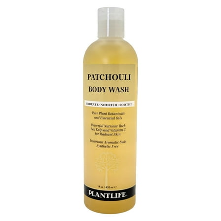 Plantlife Patchouli Body Wash – Earthy, GMO-Free, Gluten-Free Cleanser with Natural Ingredients,  14 oz