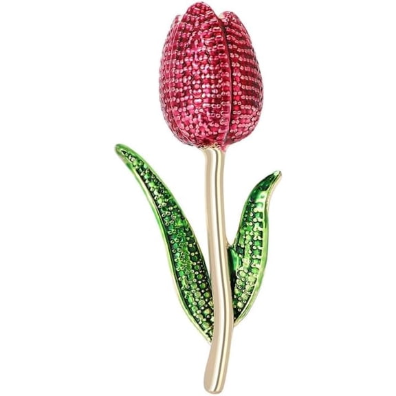 Tulip Flower Brooch Pin for Women Dainty Floral Lapel Pin Safety Pins Shawl Clip Fashion Jewelry Accessory for Suit Cloth Dress