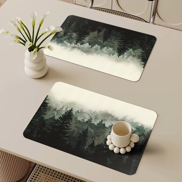 ¡Rebajas de Liquidación!, Mantel individual de cuero estilo bosque de alta calidad, mantel de mesa con aislamiento de alta calidad, mantel de mesa de gran tamaño Akmoler
