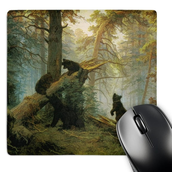 3dRose, Vintage 1889 Bear Painting by Ivan Shishkin Morning in a Pine Forest, MousePad