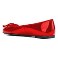 thumbnail image 3 of YDN Women Classic Bowknot Round Closed Toe Ballet Flats Slip On Pumps Low Heel Simple Dressy Casual Soft Shoes Size 5 Red Pu, 3 of 4
