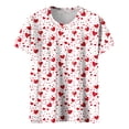 thumbnail image 5 of Hyknon Hauts pour Femmes Été Saint-Valentin Imprimé Amour Manches Courtes Décontracté Col Rond Chandail-Over Doux Polyvalent pour Femmes, 5 of 5