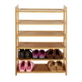 thumbnail image 3 of Tcbosik 6-Tier Bamboo Shoe Organizer in Natural Finish, Slim Narrow Shoe Rack for Small Spaces, Entryway & Bedroom – 26.77"L x 9.84"W x 35.43"H, 3 of 6