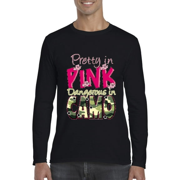 Artix - Mens Long Sleeve T-Shirts - Pretty in Pink Dangerous in Camo
