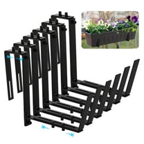 6 Pcs Planter Box Brackets, Adjustable Flower Box Holders, Heavy Duty Metal Hanging Flower Stands, Plant Box Hangers for Porch Railing Balcony Garden Fence