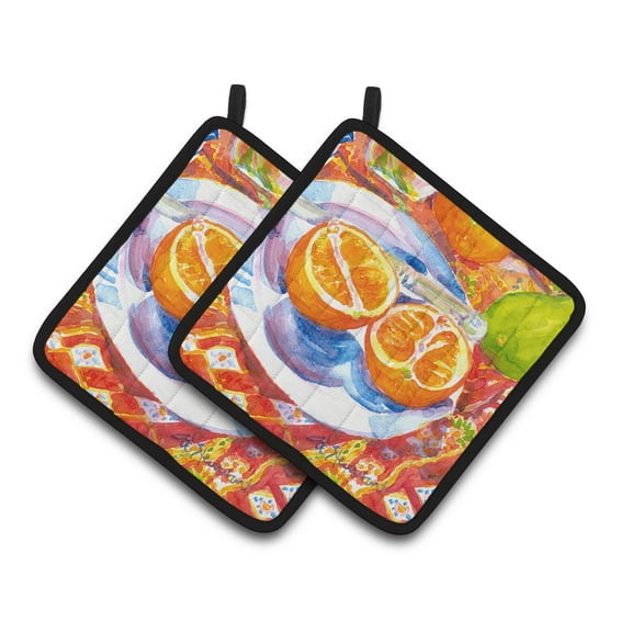 Carolines Treasures 6035PTHD Florida Oranges Sliced for breakfast Pair of Pot Holders  7.5HX7.5W multicolor
