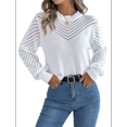 thumbnail image 1 of Chandails Crochet pour Femmes Col Rond Manches Longues Mignon Chandail en Coton Blanc TG, 1 of 10