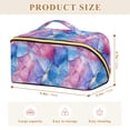thumbnail image 4 of FORMRS Makeup Bag Travel Cosmetic Organizer for Women Fold Flat Zipper Pouch with Handle, Watercolor Blue Marble Pattern, 4 of 8