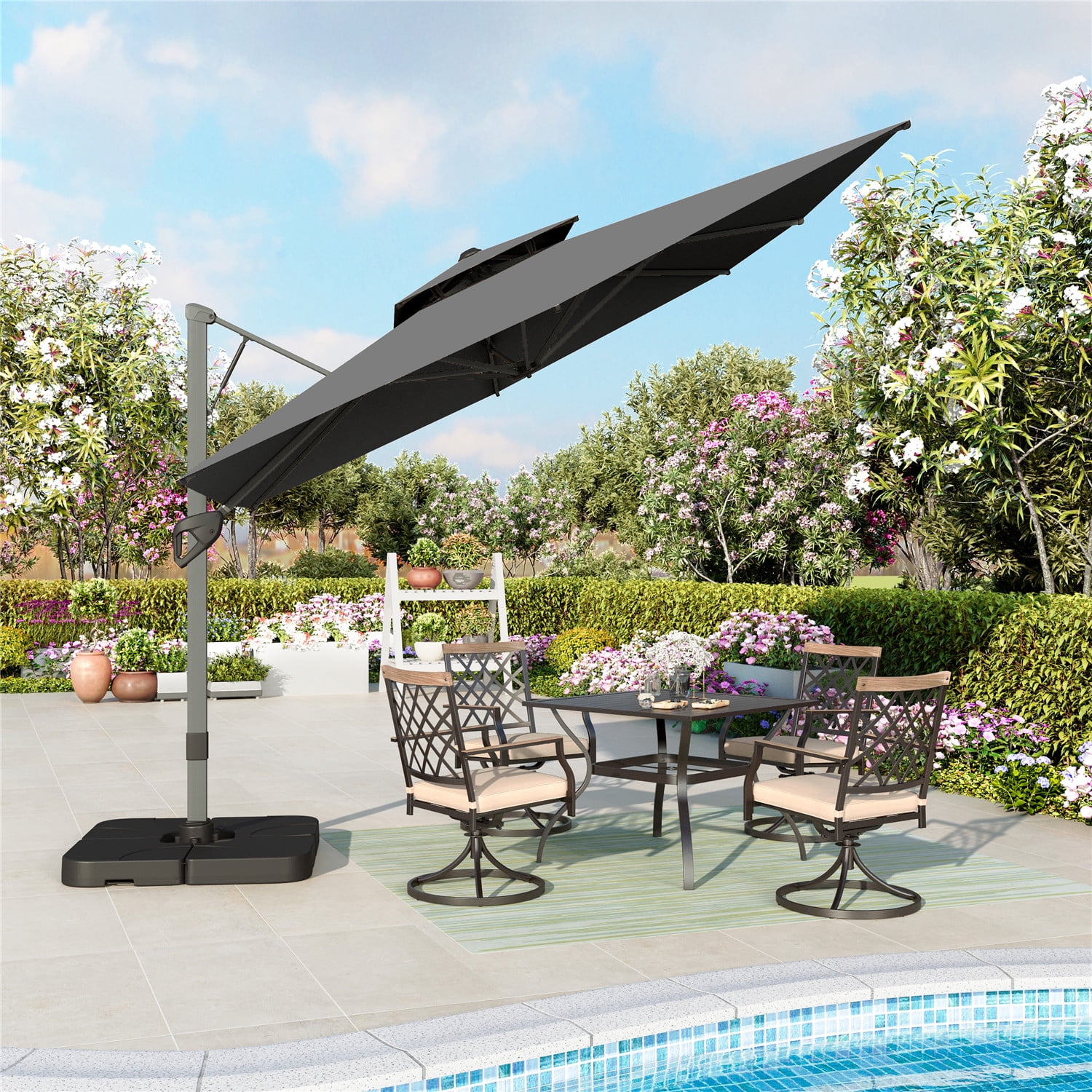 10 x 10 offset patio umbrella ft double sided with base The offset Patio umbrella can be assembled in less than 5 10 X 13FT Outdoor Patio