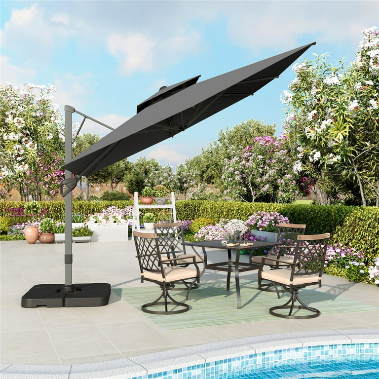 extra large offset patio umbrella Mojia Cantilever with Cross Base and Cover Included continuous shade for your patio Offset Cantilever Umbrellas