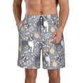 thumbnail image 2 of Uemuo Cute Dog And Flowers Pattern Men's Swim Trunks Hawaiian Beach Bathing Suit Swimsuits Beach Quick-Dry Shorts with Pockets-Large, 2 of 9