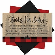 25 Books For Baby Shower Request Cards - Lumberjack Baby Shower Invitation Inserts, Book Request Baby Shower Guest Book Alternative, Bring A Book Instead Of A Card, Baby Shower Book Request For Boys