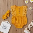thumbnail image 2 of Viworld Newborn Infant Baby Girls Outfit Set Sleeveless Lace Romper+Headband Set, 2 of 6