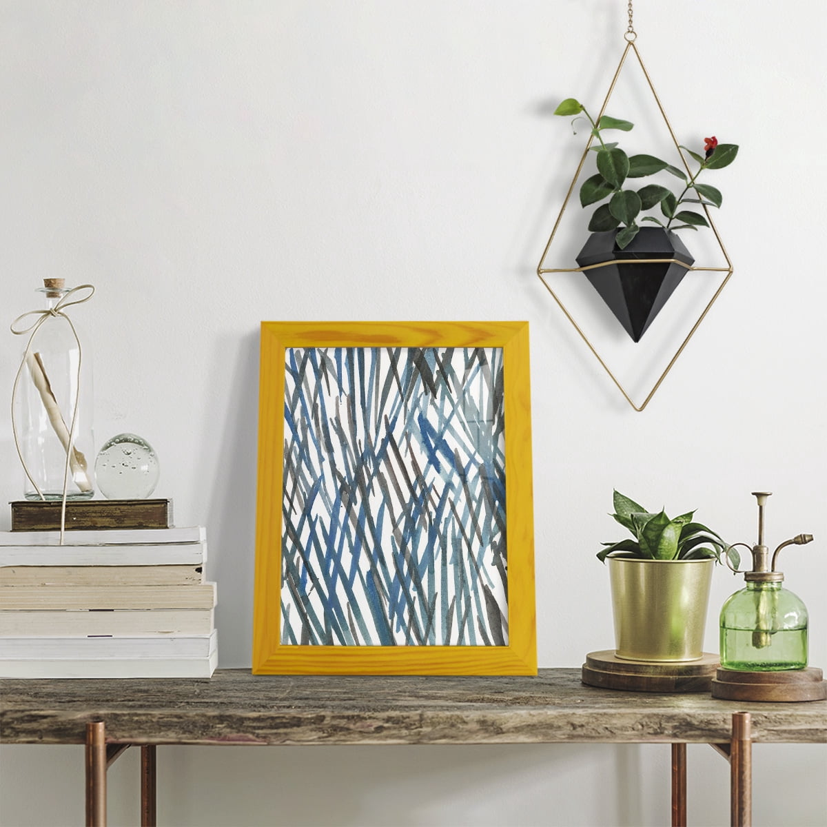Blue Grass II - Framed Print w/glass - Sunflower Yellow
