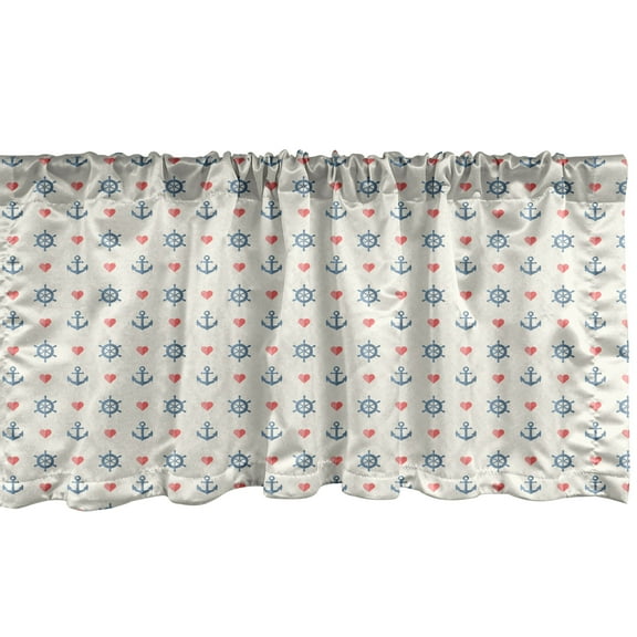 Ambesonne Anchor Window Valance, Maritime Pattern Art, 54" X 12", Blue Red White