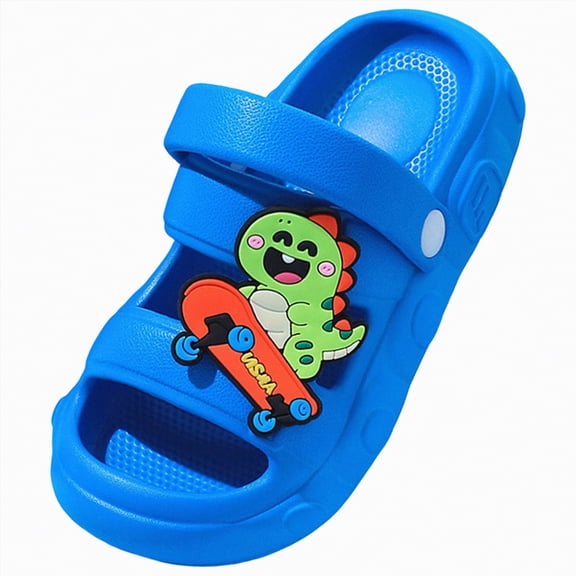 Ccpelsie Boys and Girls Slippers for Kids – Non-Slip Summer Slippers Lightweight Beach, Pool, and Indoor Shower Sandals(Blue,3)
