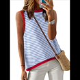 thumbnail image 2 of Camiseta Sin Mangas de Cuello Alto con Bloques de Color y Rayas Informales para Mujer, de Verano 2025, de Punto Holgado, de Corte Alto y Sin Mangas Como Se Muestra L, 2 of 6