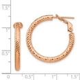 thumbnail image 3 of Leslie's Real 14kt 3x20 Rose Gold Diamond Cut Round Omega Back Hoop Earrings; for Adults and Teens; for Women and Men, 3 of 3