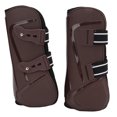 thumbnail image 4 of Protector de pata de caballo, carcasa de PU, botas protectoras elásticas y transpirables para equipo ecuestre, patas delanteras marrones XL, 4 of 5