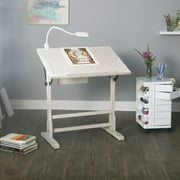 Studio Designs Vintage Solid Wood Drawing/Drafting Table with 36 x 24 Angle Adjustable Top in Coastal White