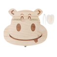 thumbnail image 2 of Baby Wooden Tooth Box Hippo Shaped Individual Holes Kids Primary Teeth Organizer with English Words, 2 of 5