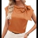 thumbnail image 1 of Blusa de Satén con Cuello Alto, Mangas y Lazo para Mujer, para Oficina Color Naranja S, 1 of 7