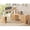 Oak, variant on SEDETA 63"x67" Farmhouse L Shaped Electric Standing Desk with Outlets, Convertible 110.3" Height Adjustable Executive Office Desk with Drawers & Shelves, White & Brown
