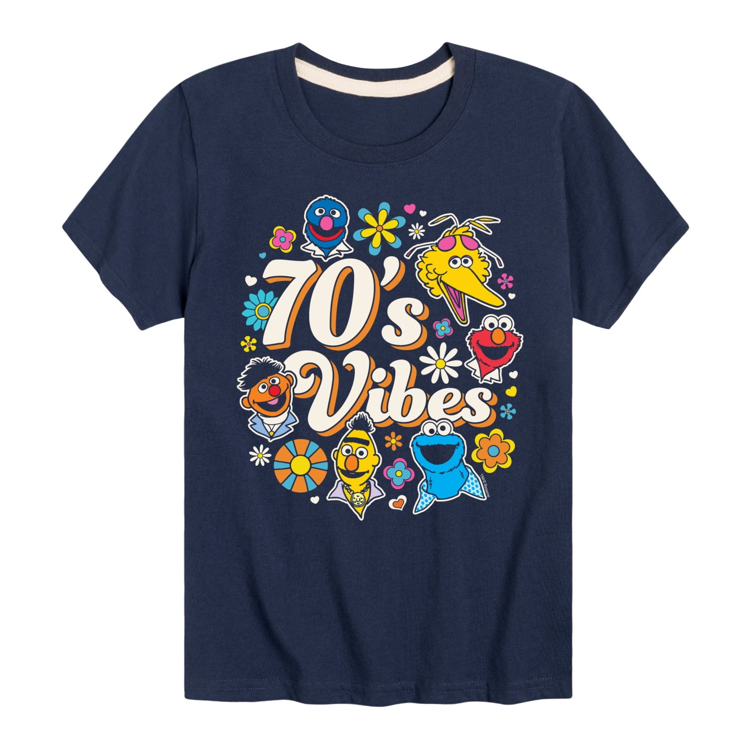 Sesame Street - 70S Vibes Elmo and Friends - Toddler and Youth Short Sleeve Graphic T-Shirt