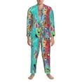 thumbnail image 4 of Bingfone Men'S Pajama Set 2 Piece Loungewear Pjs, Long Sleeve With Pajama Pants-Cartoon Map Of Europe, 4 of 9