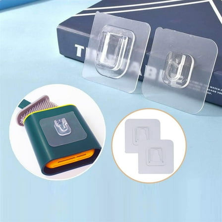 HONMEET 40pcs Transparent Self Adhesive Wall Mount Storage Buckle Stickers, PP Acrylic, No Damage, Easy to Use