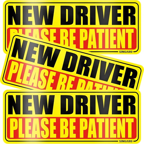 LADYGYM New Driver Magnet for Car,Please Be Patient New Driver,3Pcs Magnetic Reflective Novice Rookie Drivers Safety Warning Bumper Stickers,Removable Car Exterior Accessories
