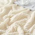 thumbnail image 3 of Fennco Styles Ivory Knitted Soft Fringe Throw Blanket 50" x 60" – Cozy Textured Decorative Sofa & Bed Throw, Warm Lightweight Boho Blanket for Living Room, Bedroom, Home Décor, 3 of 5