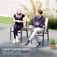 thumbnail image 4 of Outsunny Outdoor Loveseat with Glass Table, Mesh Patio Bench Seat, Brown, 4 of 10