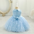 thumbnail image 4 of TiaoBug Baby Girls Snowflake Bowknot Pageant Princess Dresses Sleeveless Christmas Birthday Party Dress Sky Blue 5-6, 4 of 7