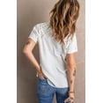 thumbnail image 3 of Women's White Crochet Eyelet Short Sleeves Top, 3 of 20