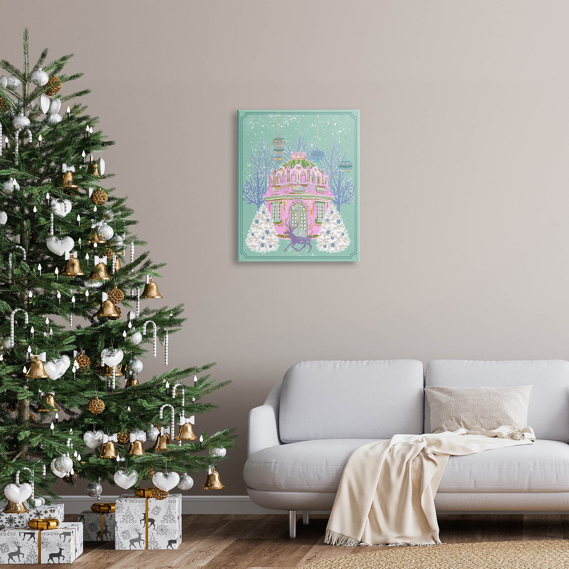 Stupell Industries Vintage Pastel Holiday Reindeer Graphic Art Gallery Wrapped Canvas Print Wall Art, Design by Melissa Wang