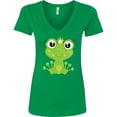 thumbnail image 3 of Inktastic Cute Frog, Green Frog, Frog Princess, Crown Women's V-Neck T-Shirt, 3 of 5