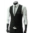 thumbnail image 3 of Three-button Korean Style Men's Slim-fit V-neck Suit Vest Men's British Business Fashion Suit Vest-Light gray-S, 3 of 4