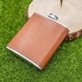 thumbnail image 5 of Juegos de petacas para hombre, petaca de acero inoxidable, petaca con bolsillo de cuero marrón de 8 oz, set de regalo de petaca para cadera, caja de regalo negra, 5 of 5
