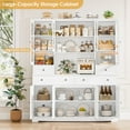 thumbnail image 5 of Homfa 74.2'' Tall Kitchen Pantry with 8 Doors Storage Hutch, Large Wood Storage Cabinet with 4 Drawers & Adjustable Shelves for Dining Room Living Room, White, 5 of 8
