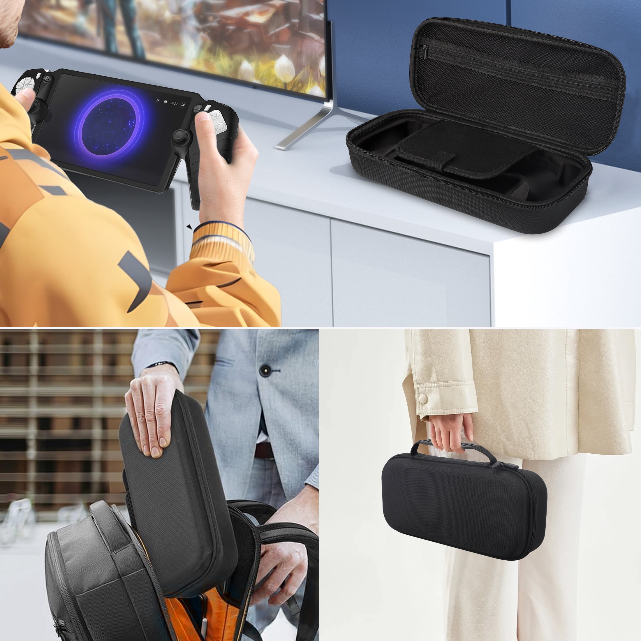EEEkit EVA Carrying Case Fit for PS5 Portal with Soft Silicone Protective Cover, Screen Protectors, 6-in-1 Accessories Set Fit for PlayStation Portal