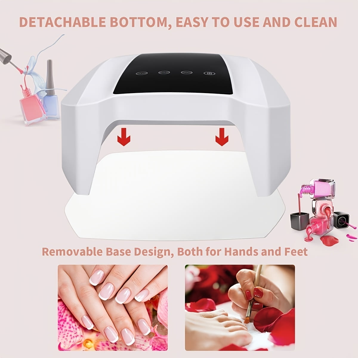 72W Wireless Rechargeable UV LED Smart Sensor Nail Lamp Powerful Fast Drying Nail Dryer
