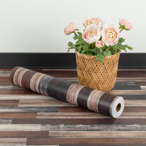 Abyssaly Vinyl Peel and Stick Flooring tile 15.7 inch x 118 inch, Covering Area 12.92 Sq.ft, Self-Adhesive Floor Tile Wood Grain Look for Kitchen Dinning Room Bedroom Home Decoration.