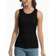 thumbnail image 3 of 3-pack Black Women Tank Tops Summer Sleeveless Basic Cami Top Shirt Slim Racerback Blouses, 3 of 7